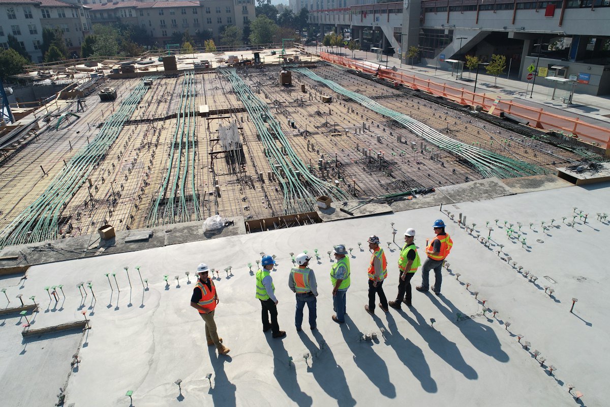 Aerial view of a large construction project